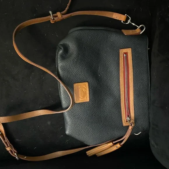 Dooney & Bourke Black and Tan Messenger Bag - Picture 1 of 3